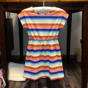 🎉 2/$25 Copper Key multi rainbow Striped Knit Dress w/Pockets, Size M